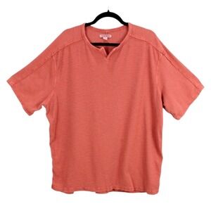 32 Bar Blues Henley Top Mens size XL waffle weave Short Sleeve Burnt Orange